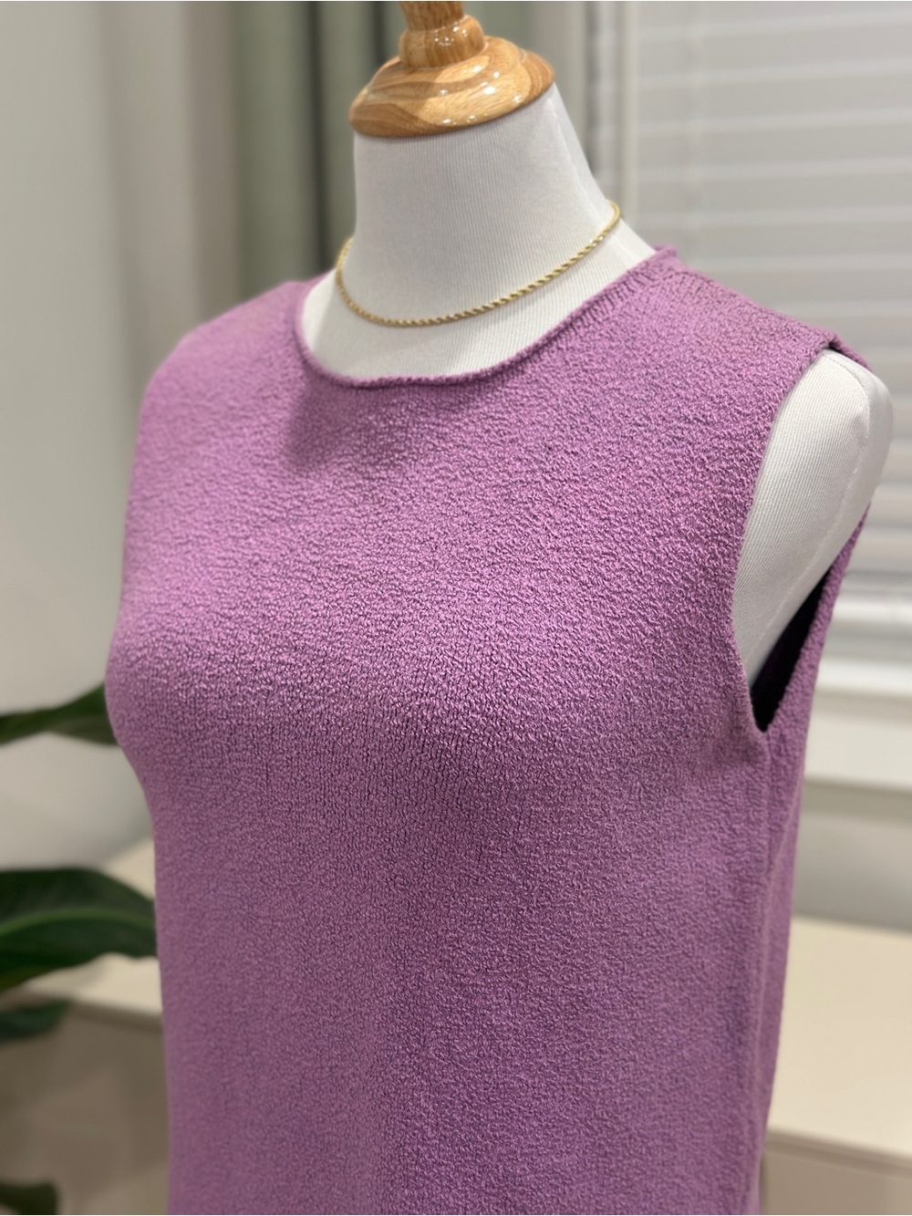Eileen Fisher Lilac Sleeveless Textured Knit Tank - Picture 2 of 8